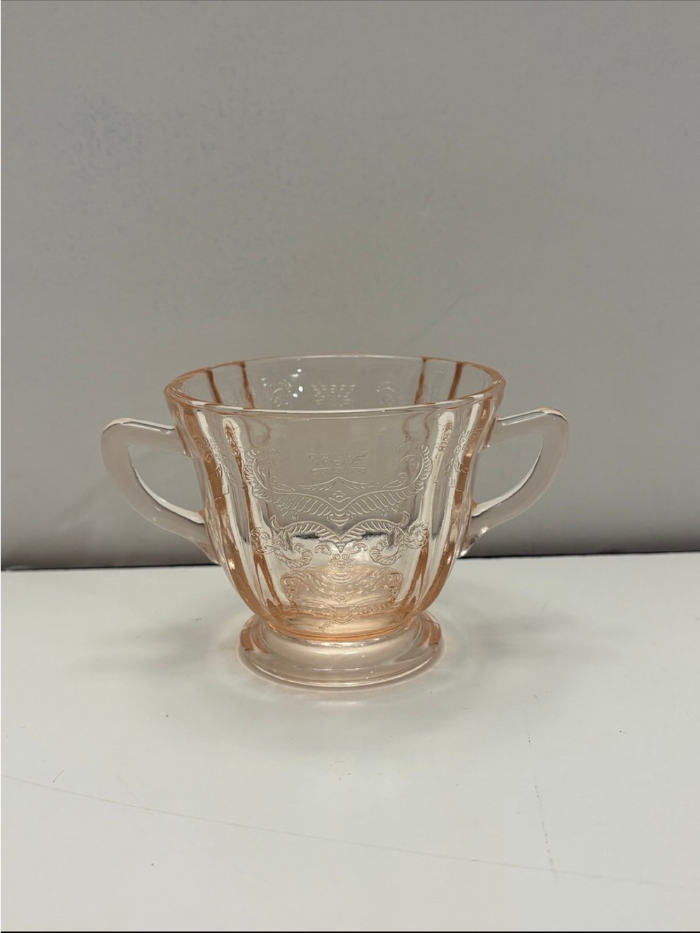 Pink depression glass Madrid pattern sugar cup